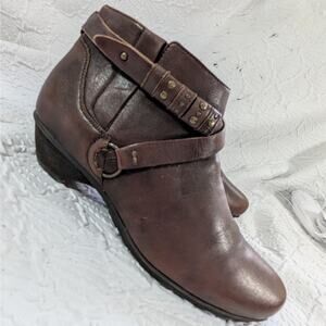 ABEO! NUTMEG BROWN GENUINE LEATHER BIOSYSTEM COMFORT WESTERN ANKLE BOOTS!SZ 8.5M